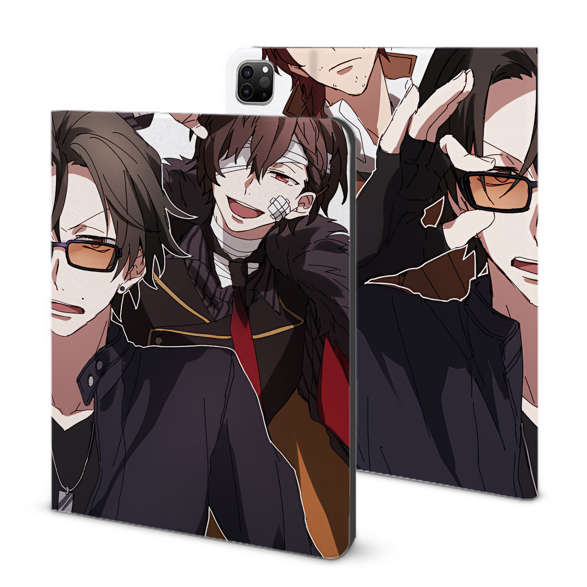（画像用） 文豪ストレイドッグス Bungo Stray Dogs IPad ケース ブック型 PUレザー TPU 耐衝撃 軽量 薄型 ペン収納なし 全面保護 IPad 各モデル対応
